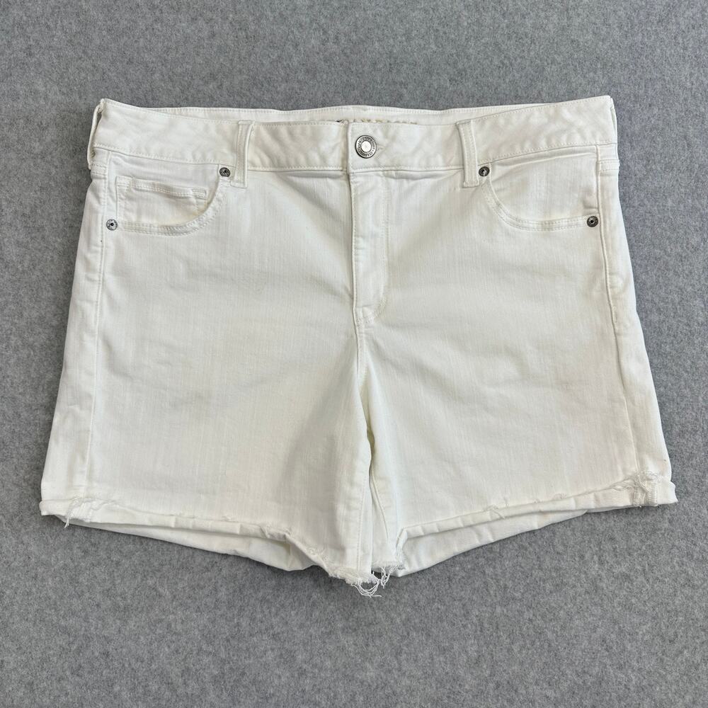 American Eagle Shorts WMNS 18 White Cotton Stretch High Rise Preppy Minimalist